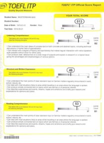 TOEFL ITP® Score Report